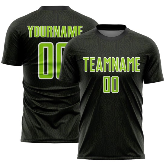 Sports Geometric Jersey Neon Shape Green-White Custom Soccer Uniform Sublimation Black